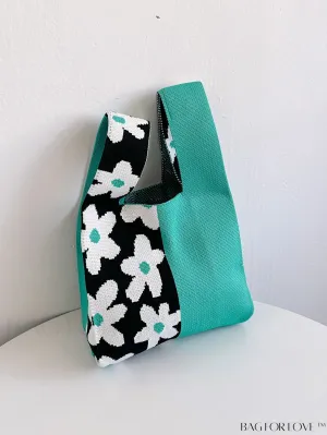 BagForLove - Stylish Black & Blue Floral Tote Bag - Lightweight, Versatile, Perfect for Festivals, Travel, and Business