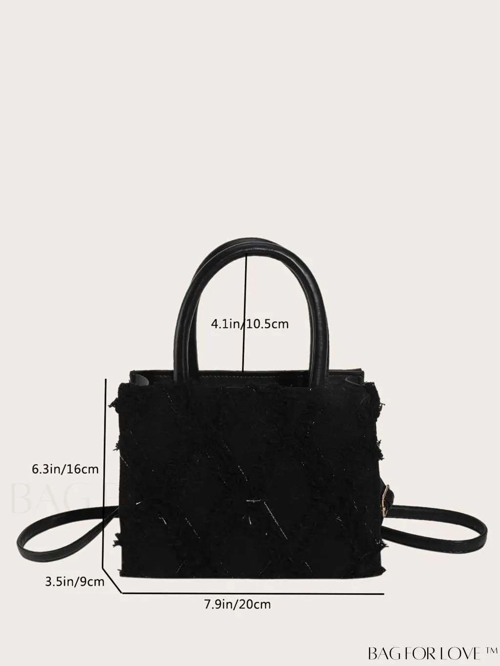 BagForLove - Stylish Denim Fringed Mini Bag with Adjustable Shoulder Strap - Blue Square