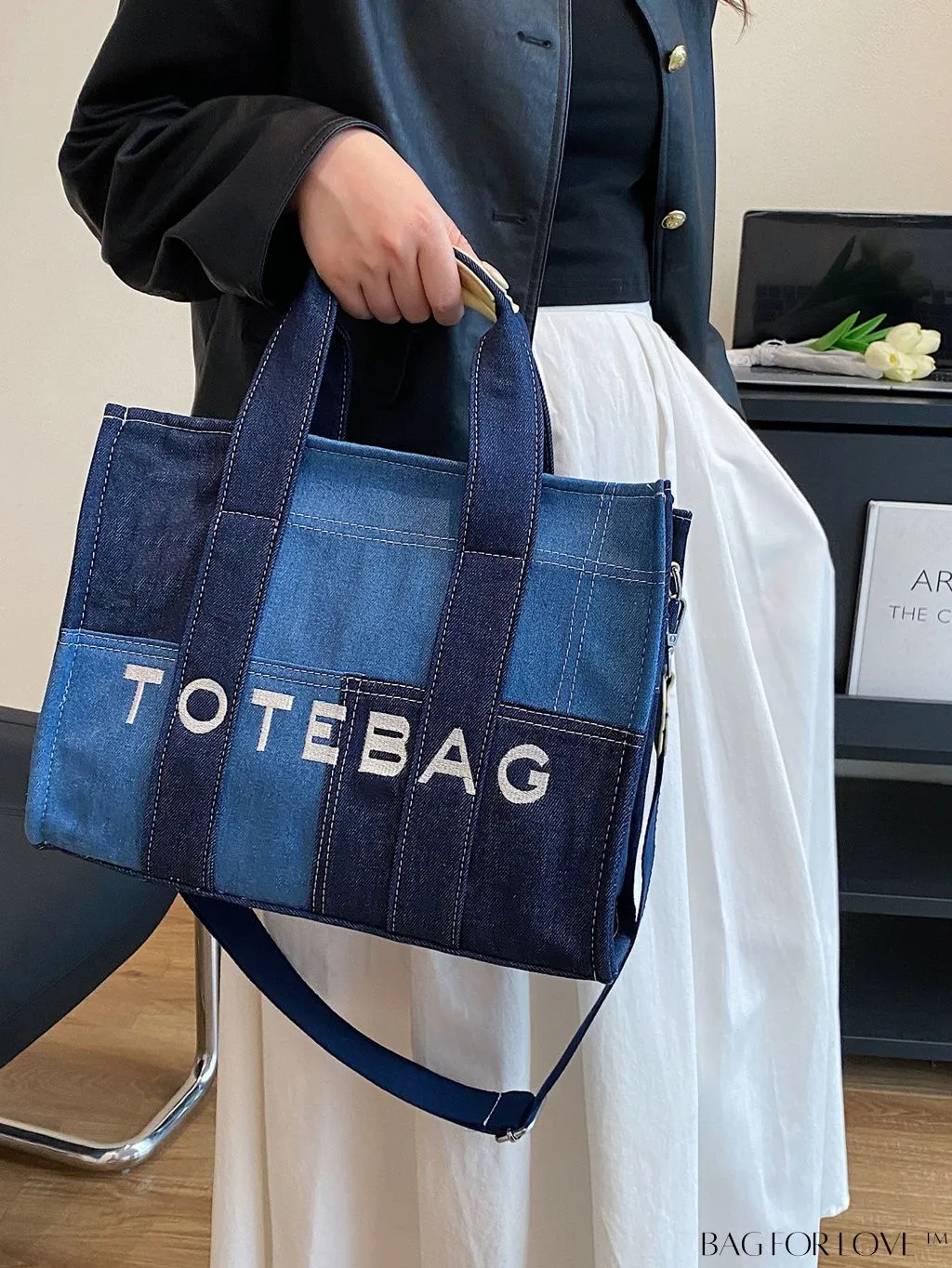 BagForLove - Stylish Denim Tote Bag with Spacious Capacity for Everyday Commutes