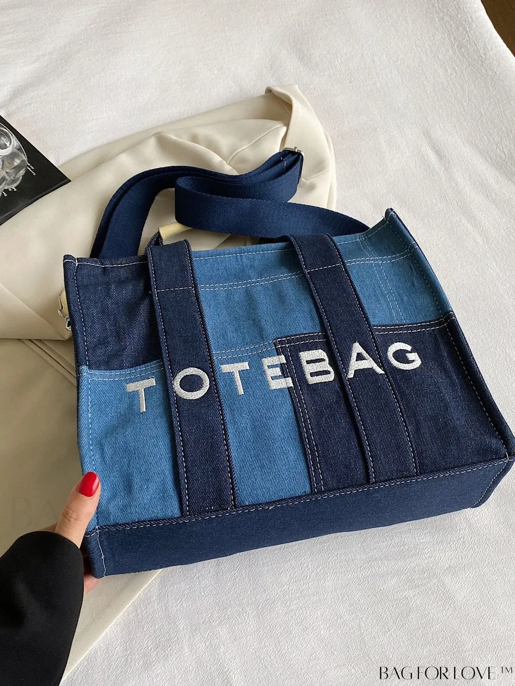BagForLove - Stylish Denim Tote Bag with Spacious Capacity for Everyday Commutes