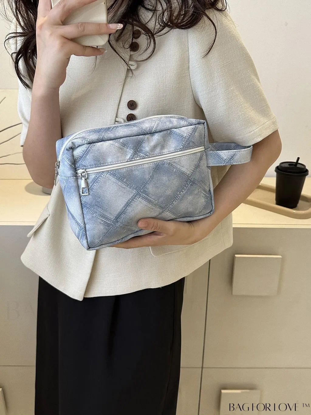 BagForLove - Stylish Geometric Contrast Clutch: A Fashionable Must-Have