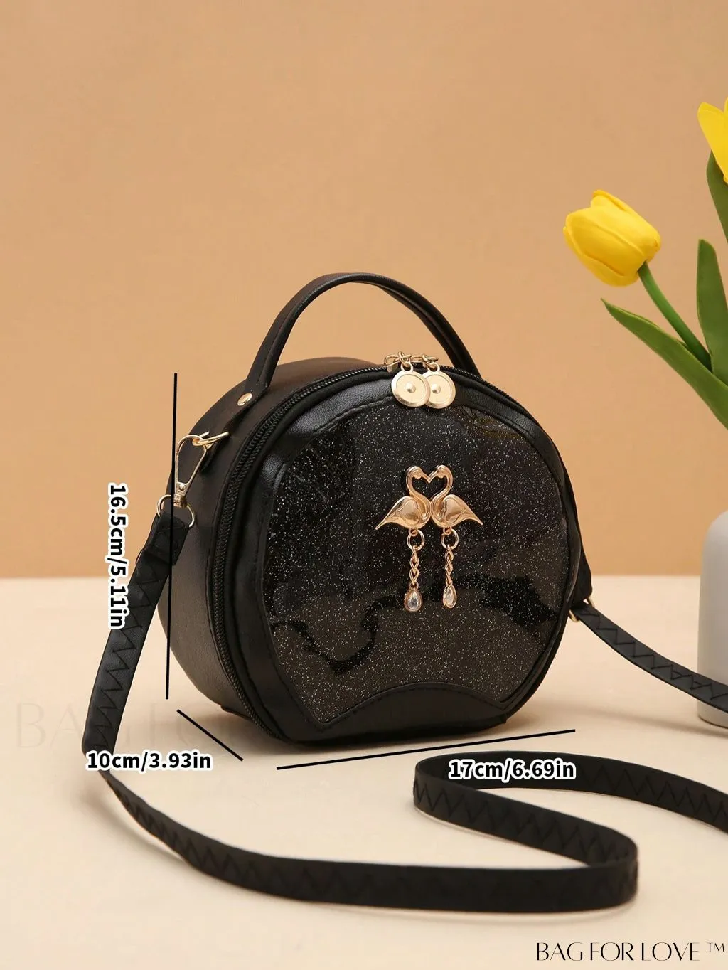 BagForLove - Swan-Embellished Metallic Fashion Handbag with Exquisite Stitching