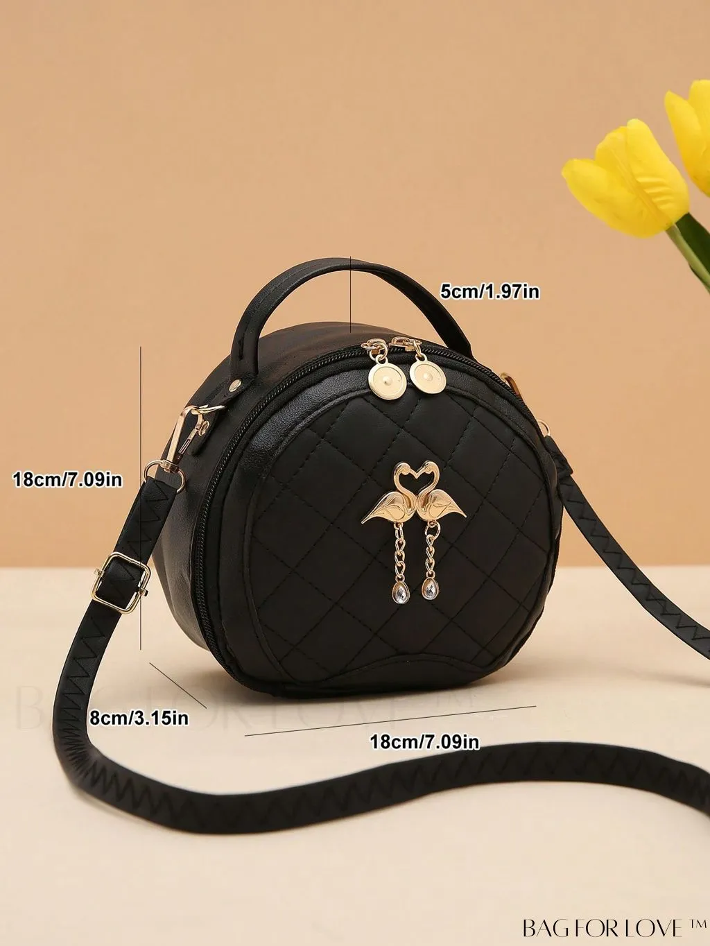 BagForLove - Swan-Embellished Metallic Fashion Handbag with Exquisite Stitching