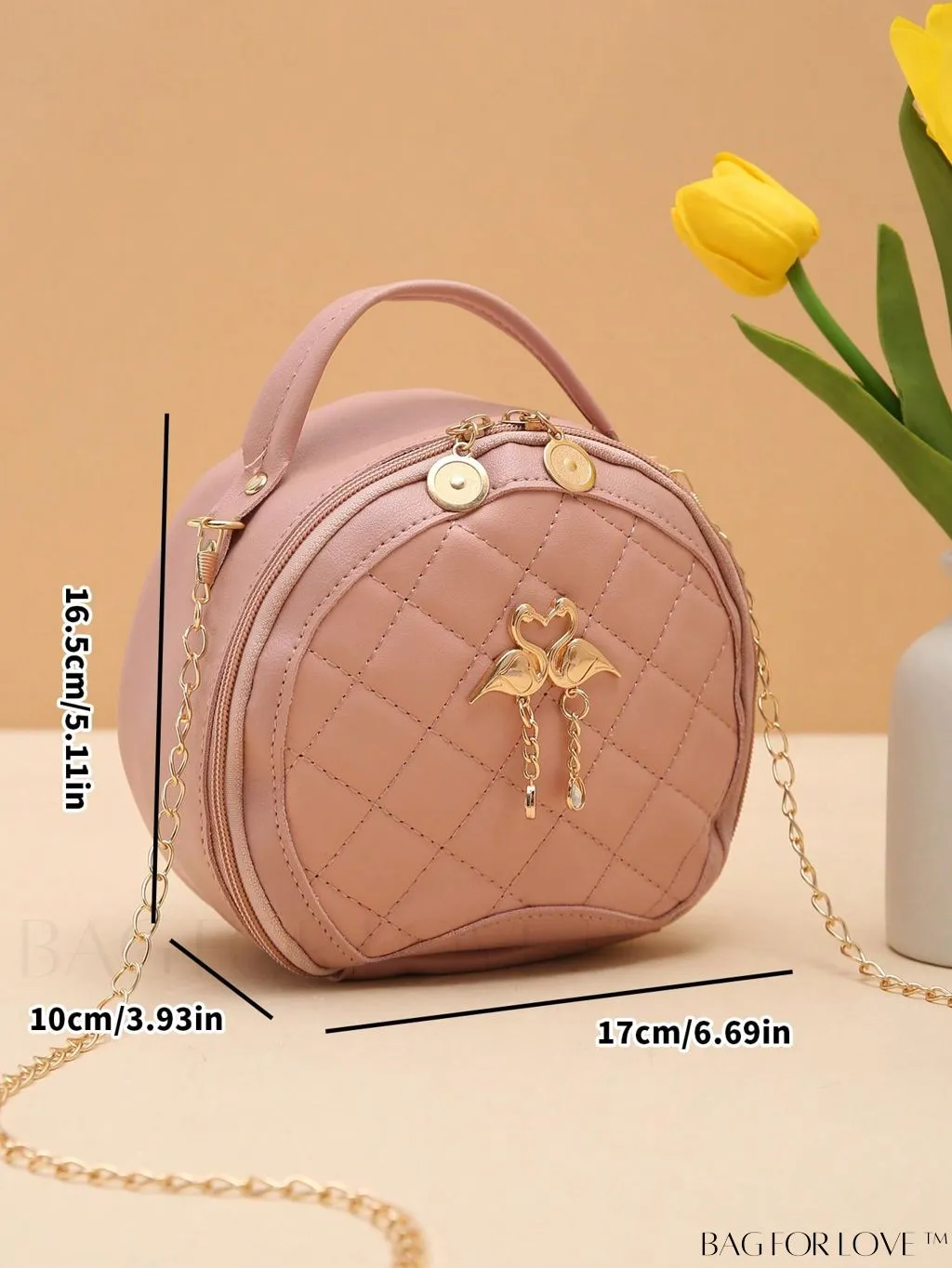 BagForLove - Swan-Embellished Metallic Fashion Handbag with Exquisite Stitching