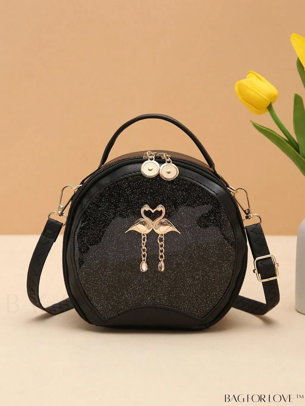 BagForLove - Swan-Embellished Metallic Fashion Handbag with Exquisite Stitching