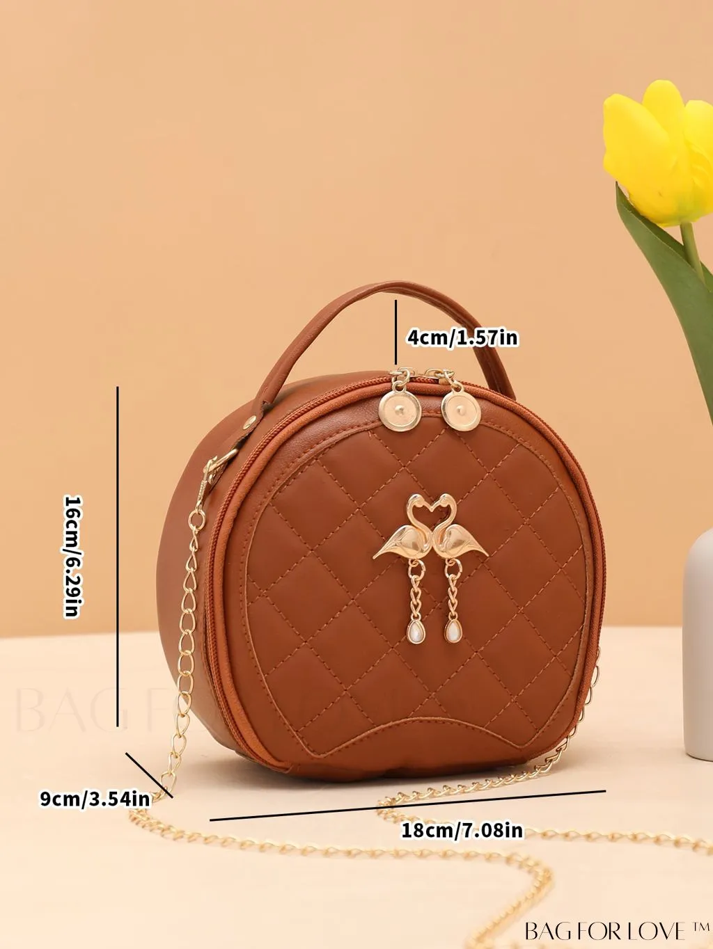 BagForLove - Swan-Embellished Metallic Fashion Handbag with Exquisite Stitching