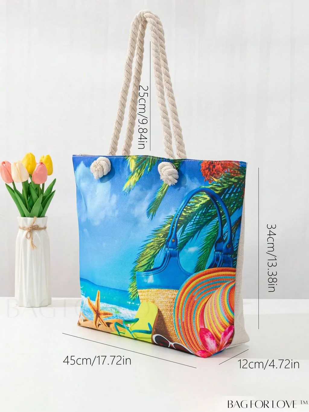 BagForLove - Vacation Beach Bag - Oversized Shopper with Stylish Graphic Pattern