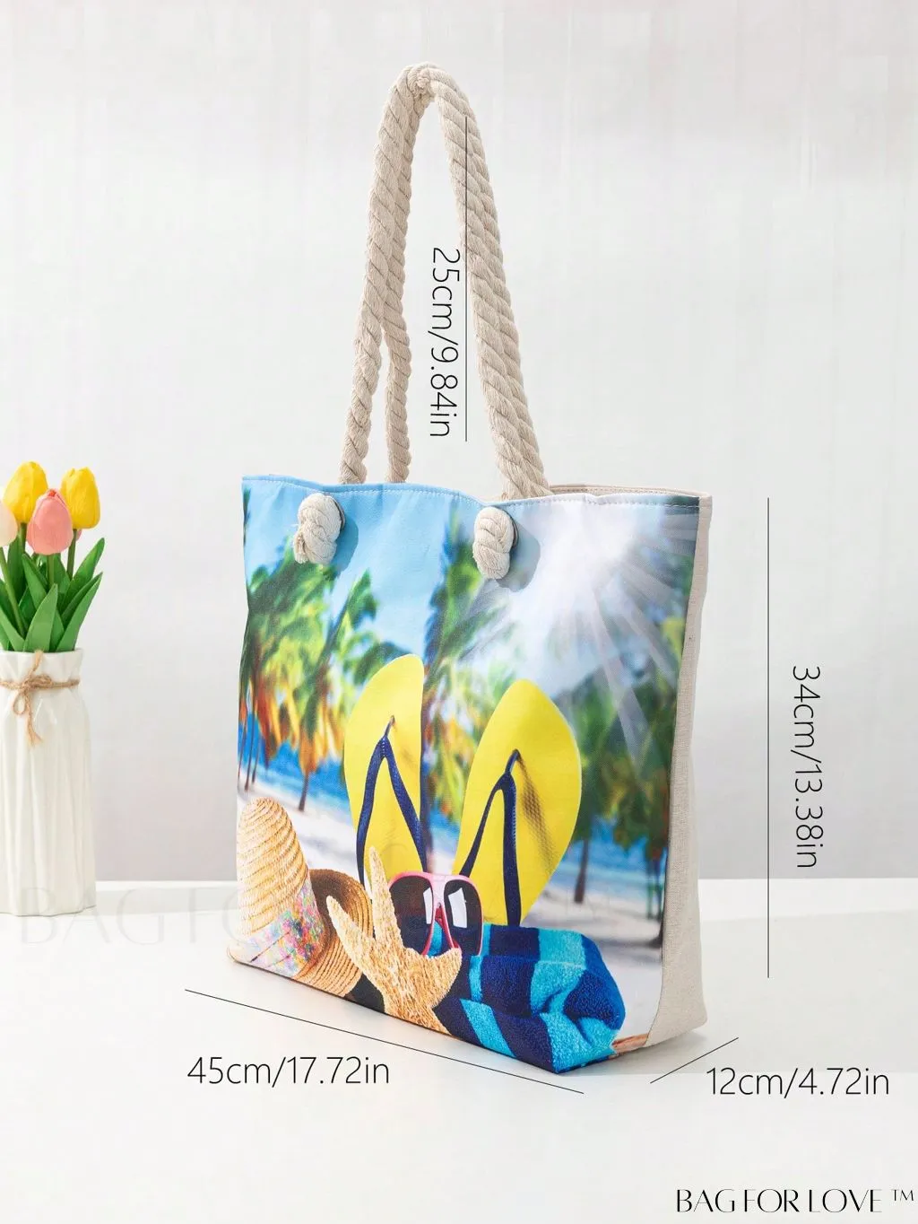 BagForLove - Vacation Beach Bag - Oversized Shopper with Stylish Graphic Pattern