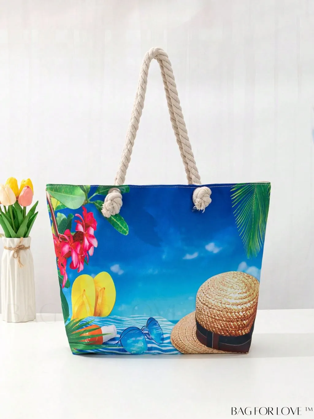 BagForLove - Vacation Beach Bag - Oversized Shopper with Stylish Graphic Pattern
