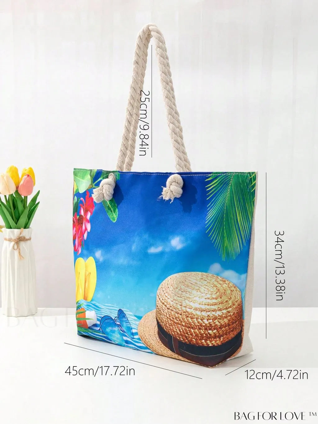 BagForLove - Vacation Beach Bag - Oversized Shopper with Stylish Graphic Pattern