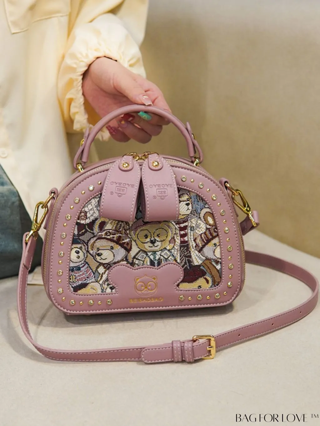 BagForLove - Versatile Cartoon Bear Pattern Box Bag - Stylish and Functional Handbag