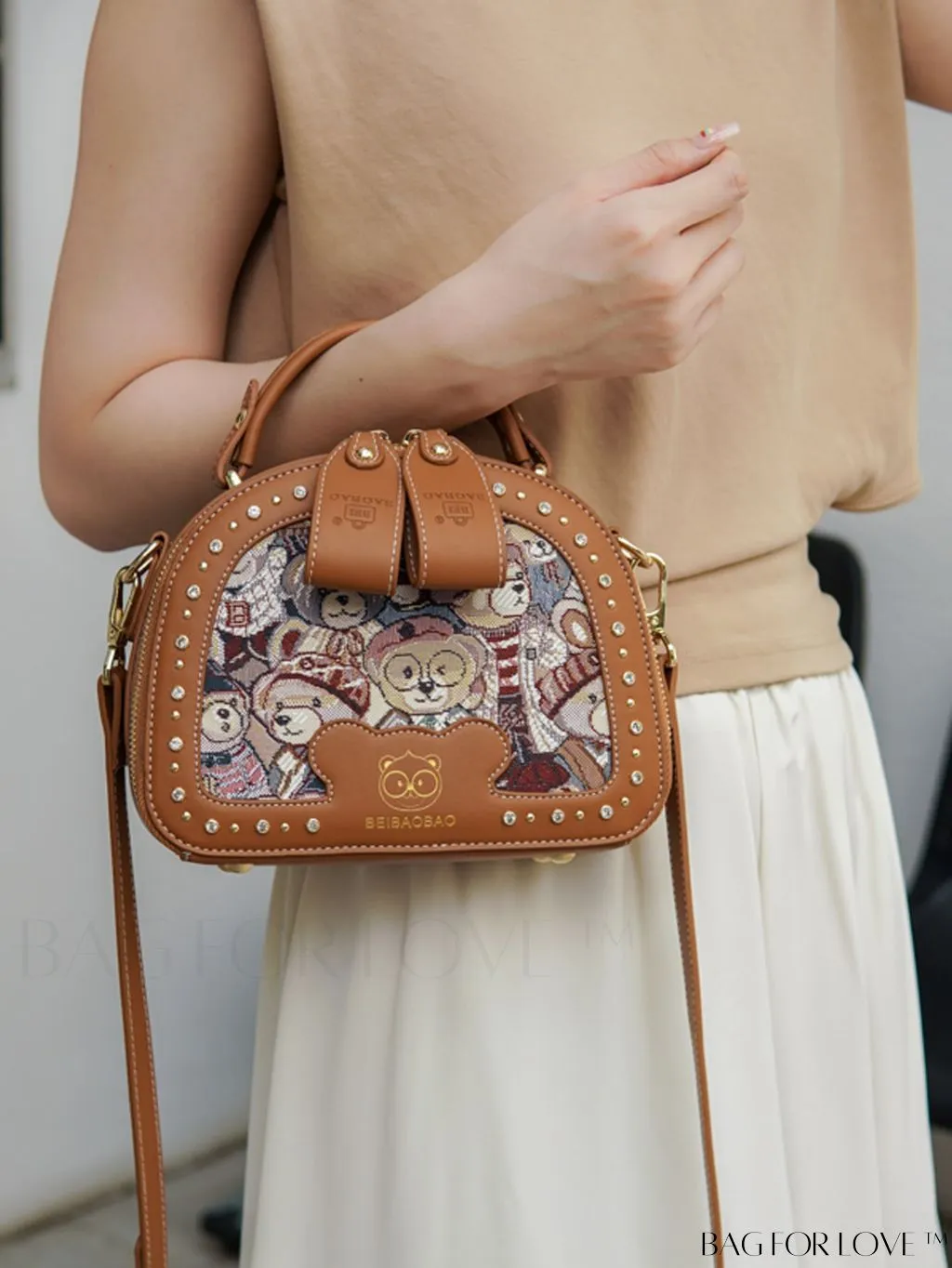 BagForLove - Versatile Cartoon Bear Pattern Box Bag - Stylish and Functional Handbag