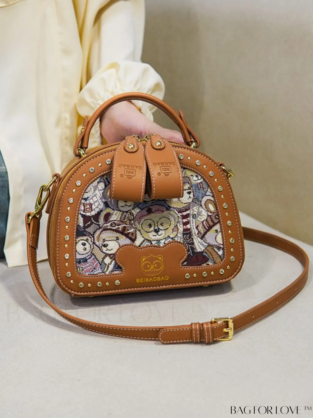 BagForLove - Versatile Cartoon Bear Pattern Box Bag - Stylish and Functional Handbag