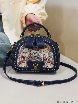 BagForLove - Versatile Cartoon Bear Pattern Box Bag - Stylish and Functional Handbag