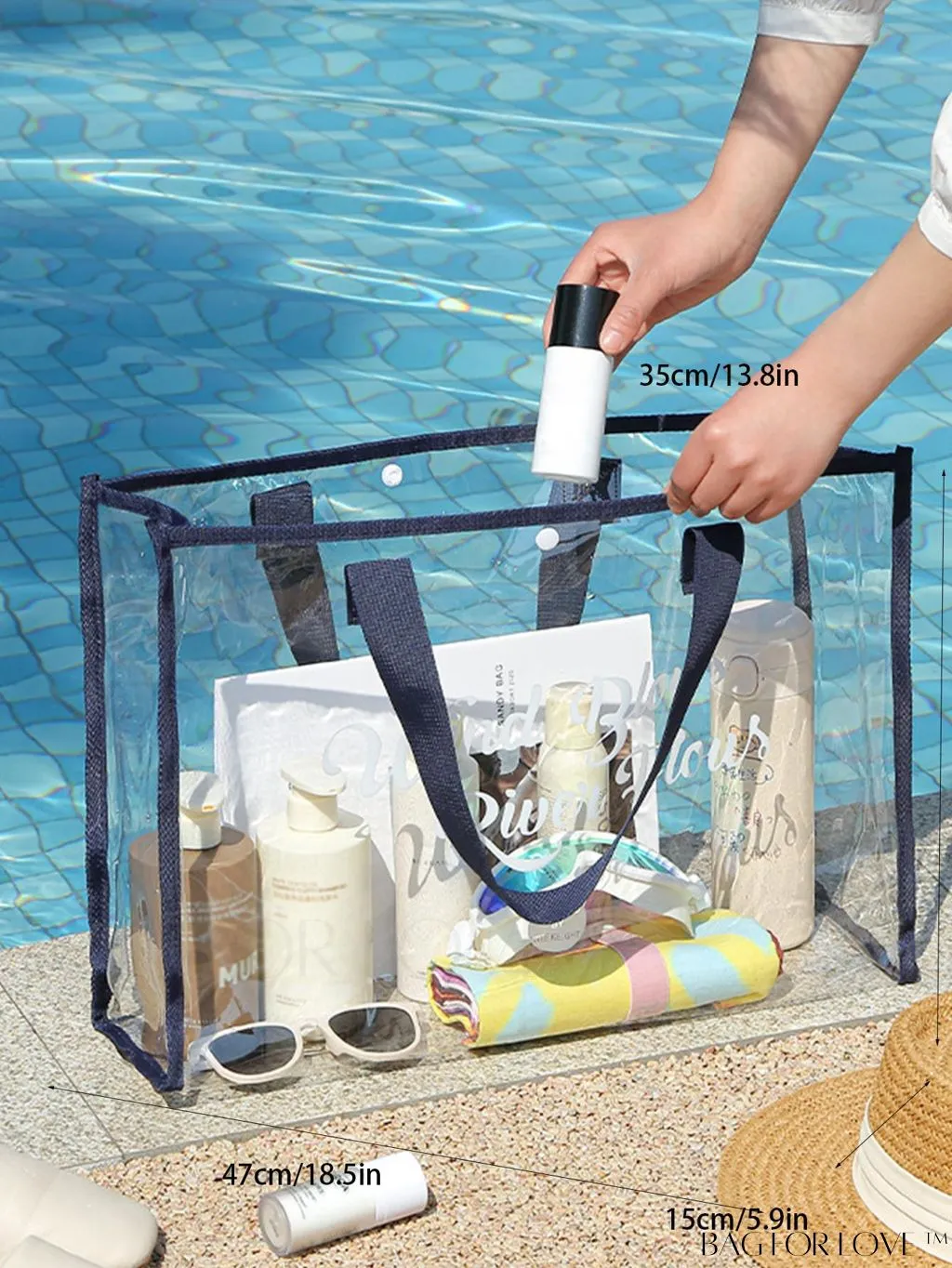 BagForLove - Waterproof Multi-Functional Beach Bag with Transparent Wash Pouch - Large Capacity