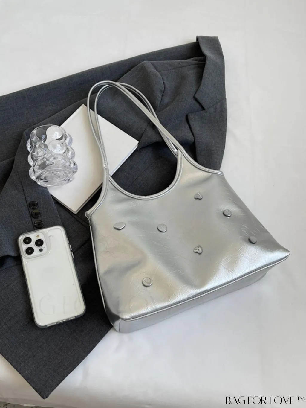 BagForLove - Womens Elegant Metal Embellished Handbag