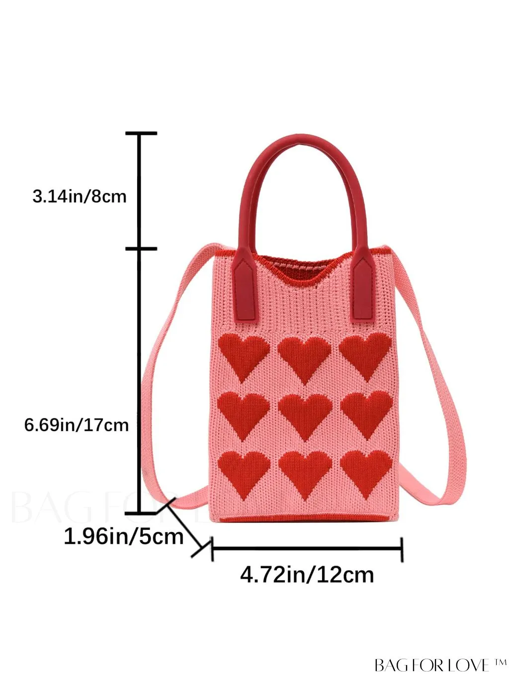 BagForLove - Womens Heart-Patterned Crochet Handbag with Phone Compartment