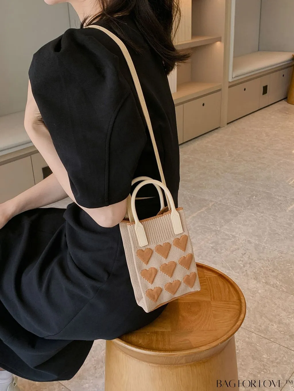 BagForLove - Womens Heart-Patterned Crochet Handbag with Phone Compartment