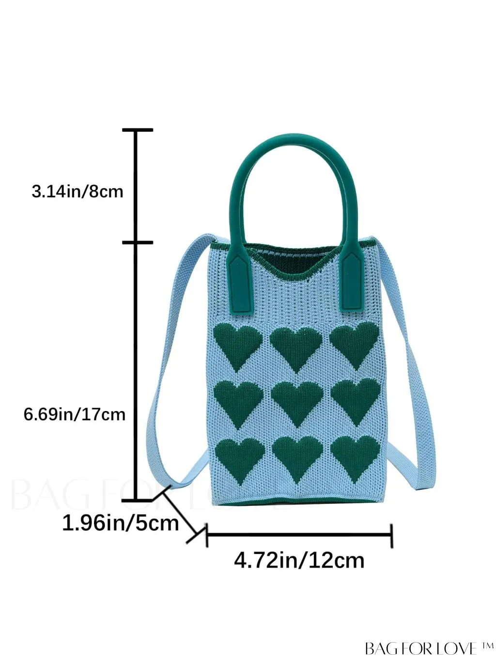 BagForLove - Womens Heart-Patterned Crochet Handbag with Phone Compartment