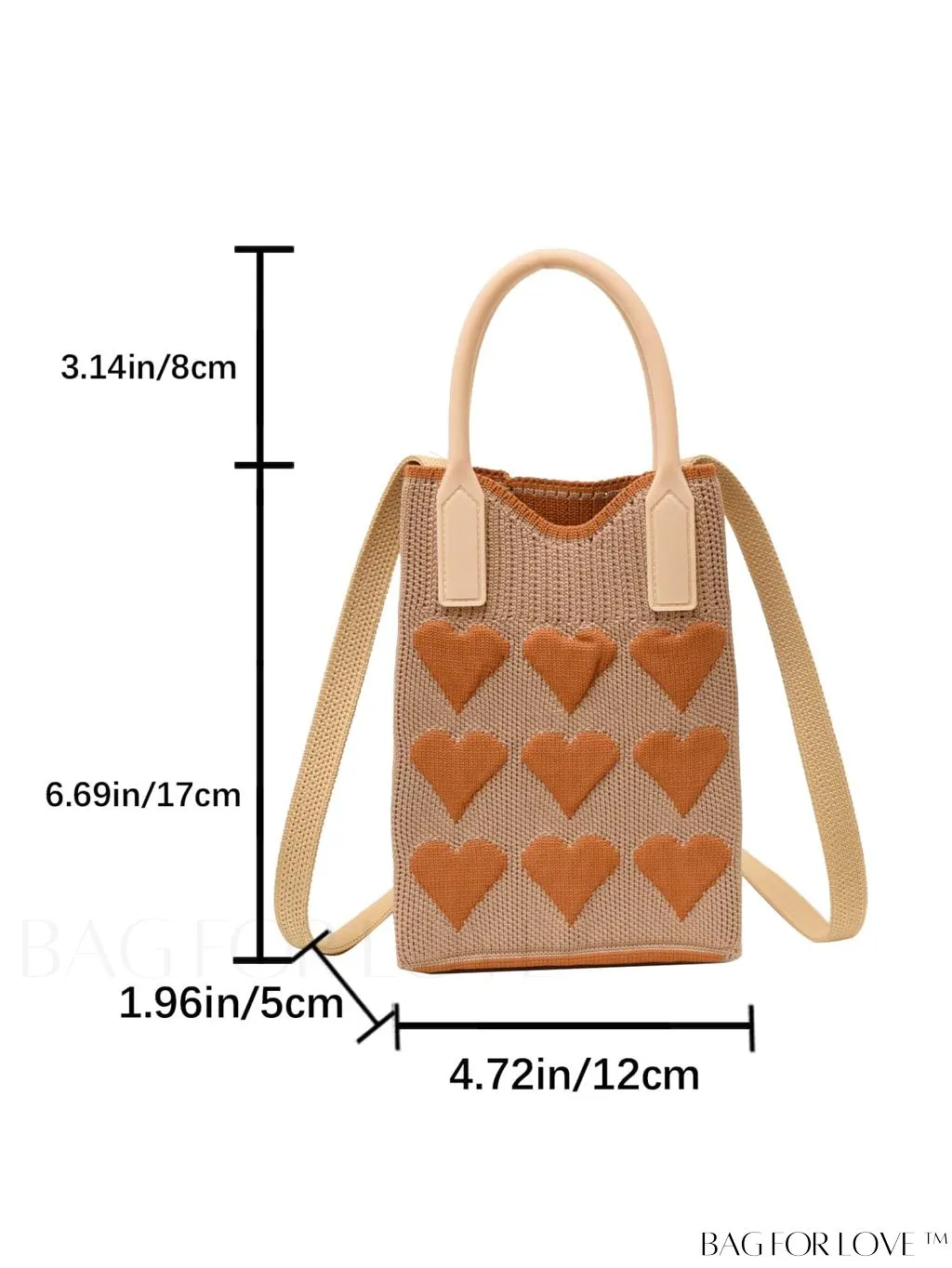 BagForLove - Womens Heart-Patterned Crochet Handbag with Phone Compartment