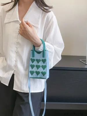 BagForLove - Womens Heart-Patterned Crochet Handbag with Phone Compartment