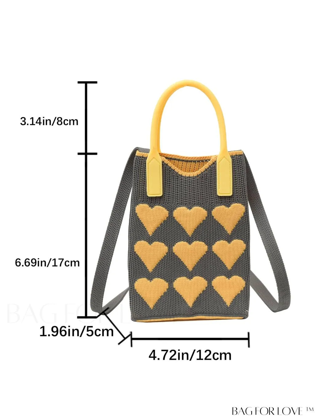 BagForLove - Womens Heart-Patterned Crochet Handbag with Phone Compartment