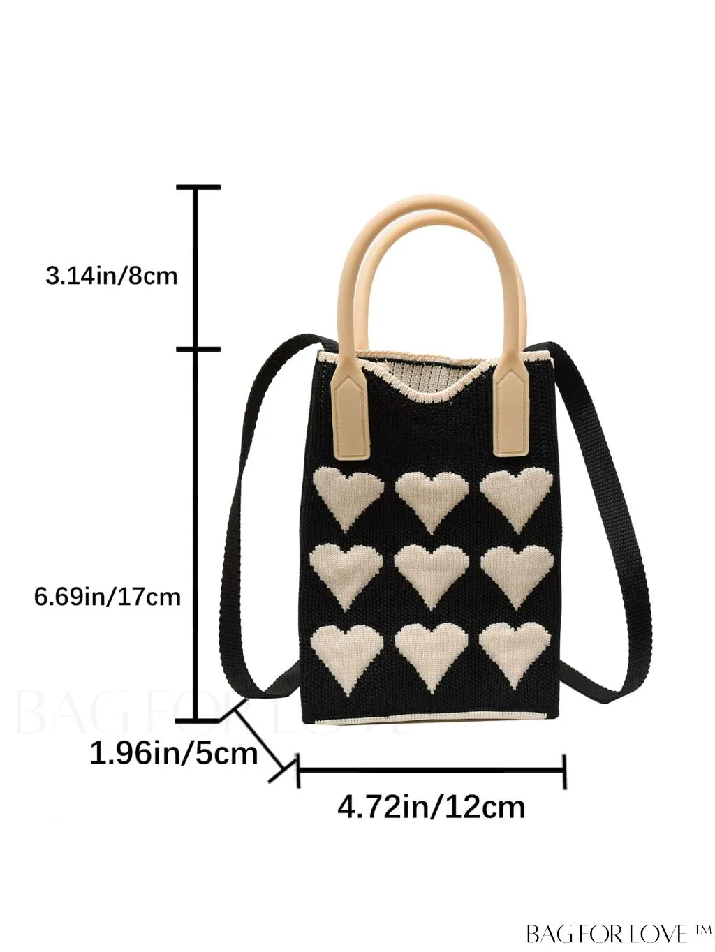BagForLove - Womens Heart-Patterned Crochet Handbag with Phone Compartment