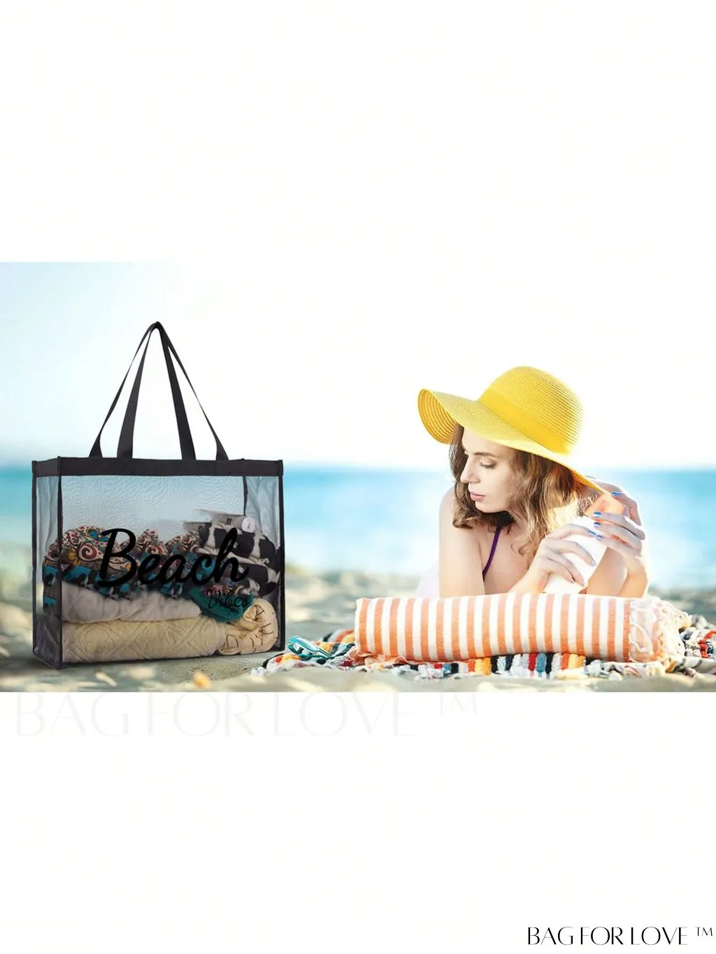 BagForLove - XL Mesh Beach Tote - Versatile Travel Bag for Groceries, Shopping & Leisure