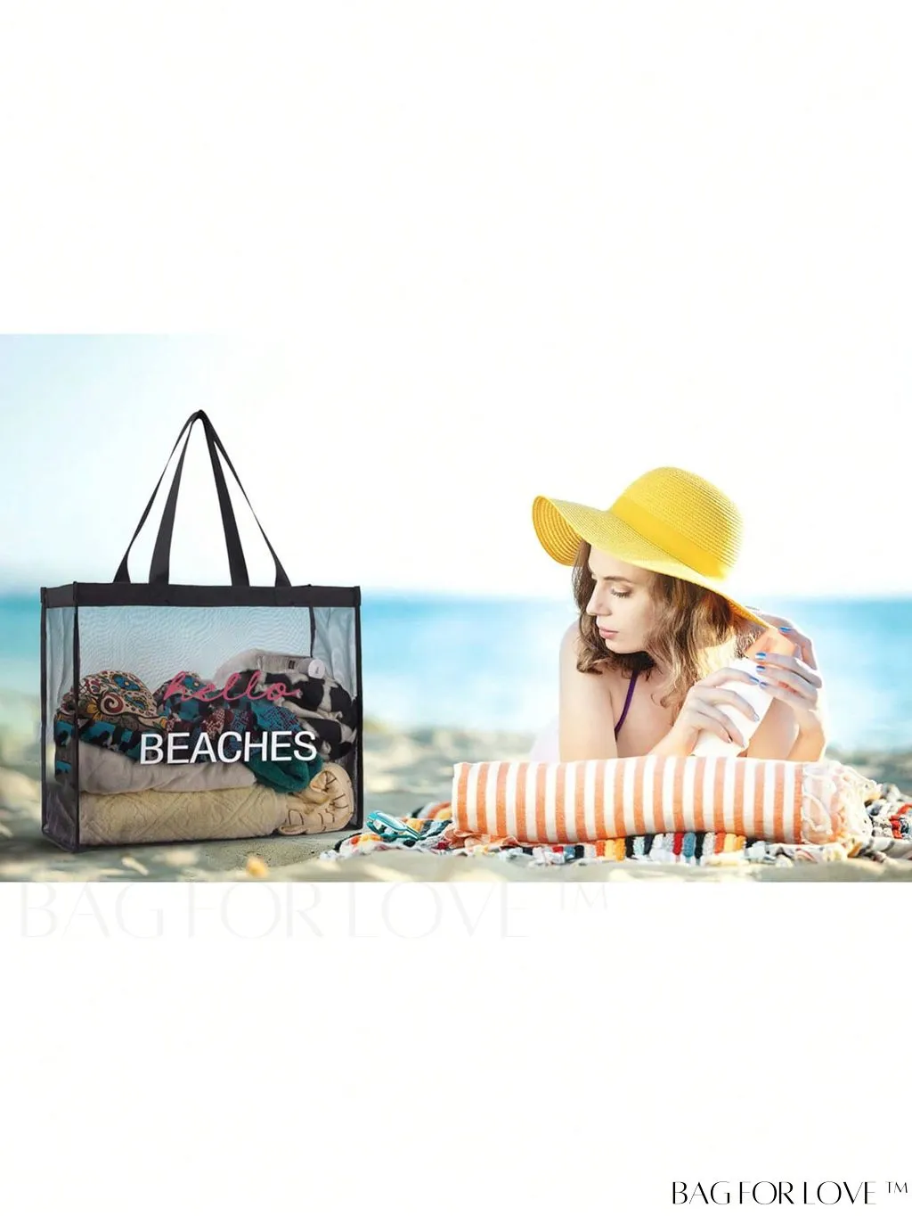 BagForLove - XL Mesh Beach Tote - Versatile Travel Bag for Groceries, Shopping & Leisure