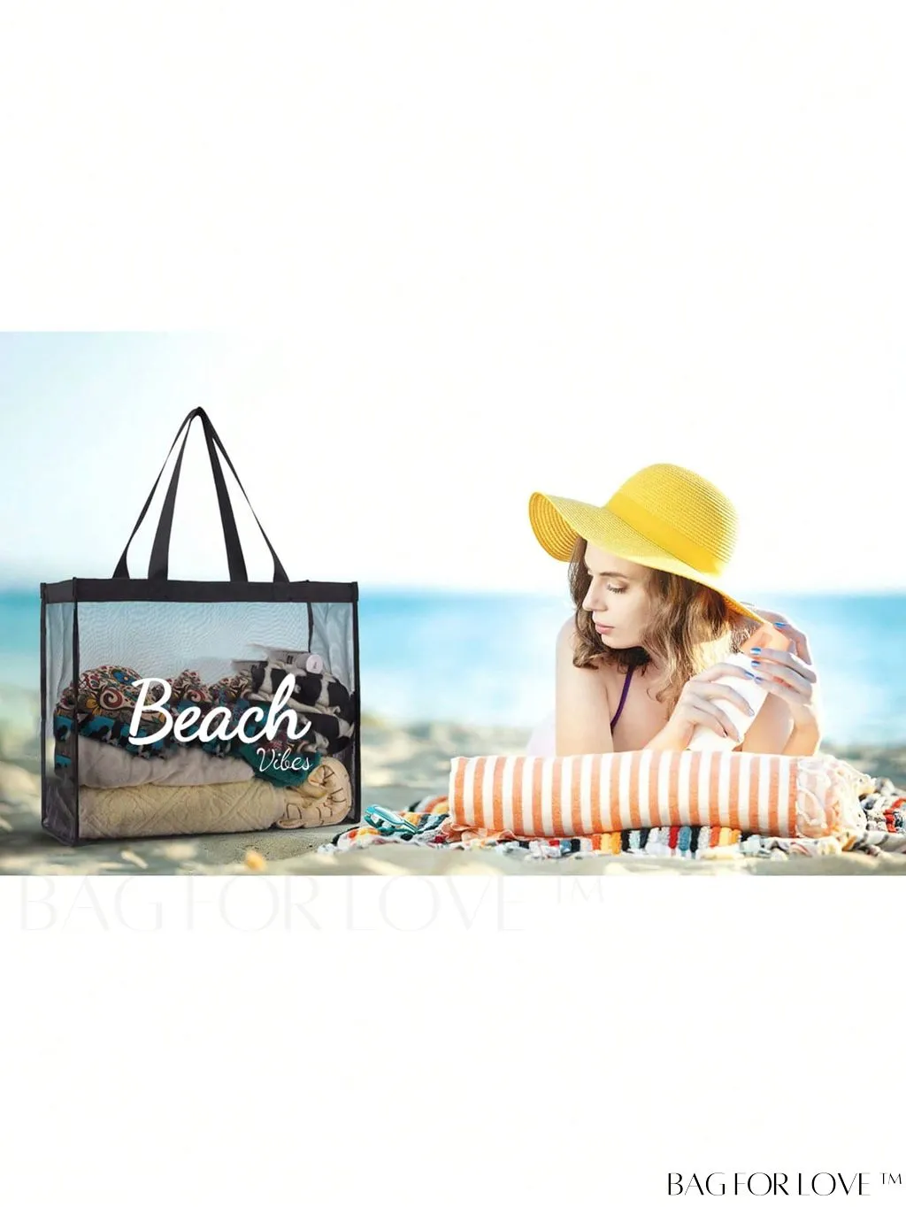 BagForLove - XL Mesh Beach Tote - Versatile Travel Bag for Groceries, Shopping & Leisure