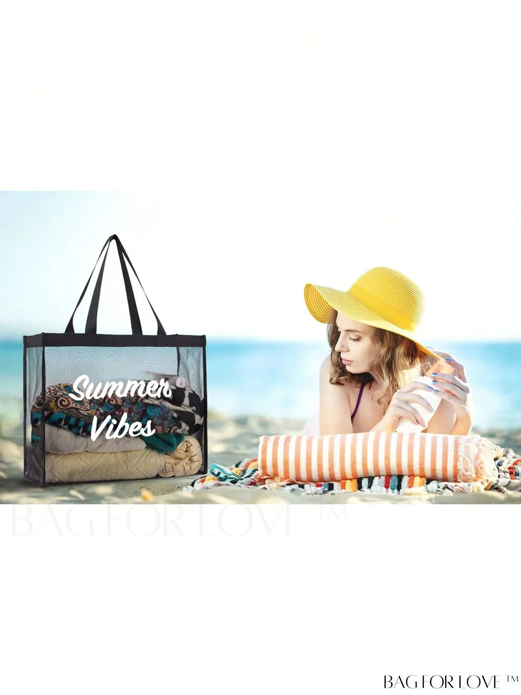 BagForLove - XL Mesh Beach Tote - Versatile Travel Bag for Groceries, Shopping & Leisure