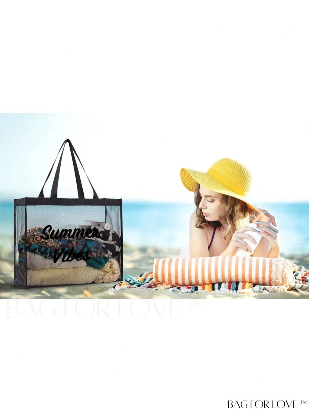 BagForLove - XL Mesh Beach Tote - Versatile Travel Bag for Groceries, Shopping & Leisure