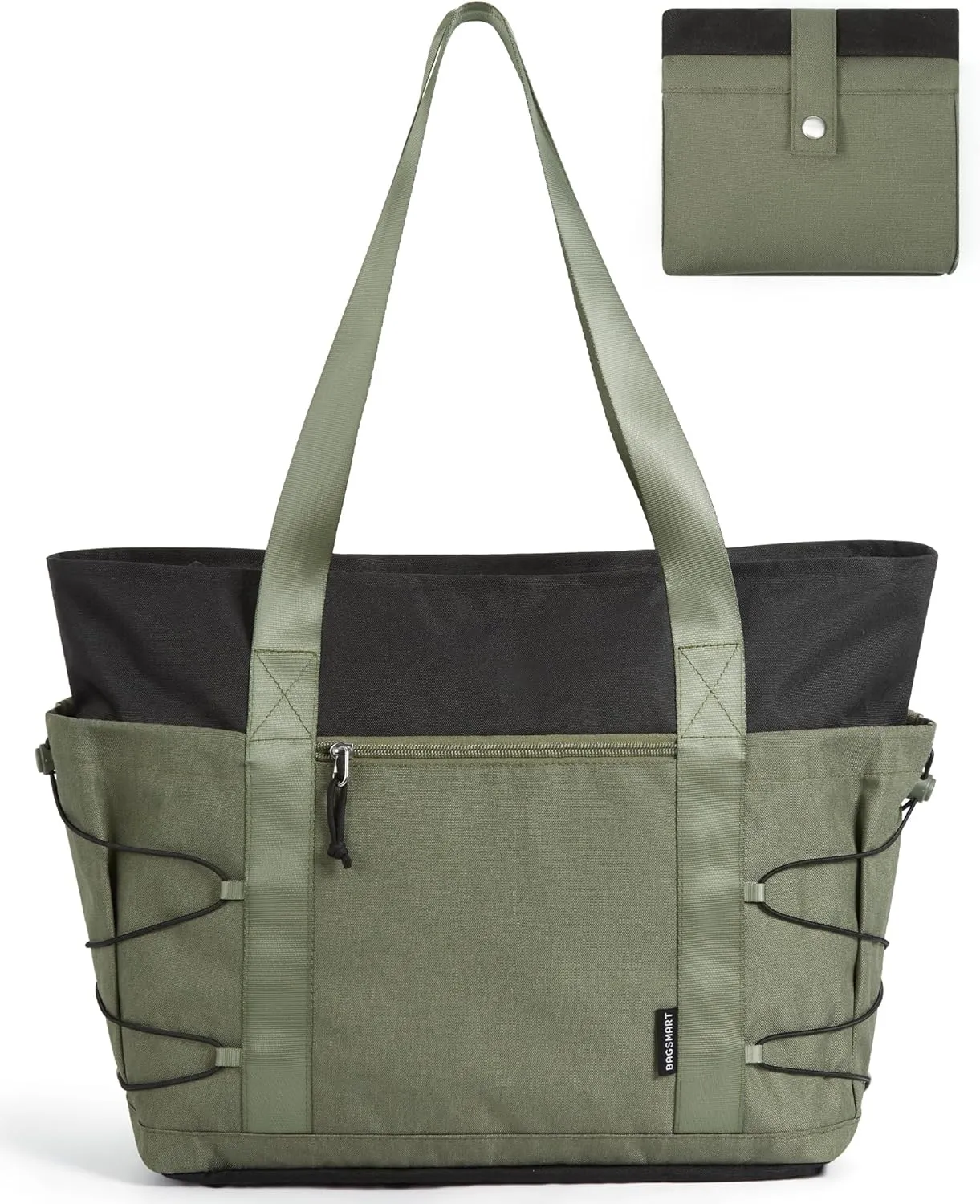 BAGSMART Travel Tote Bag for Women, Foldable Beach Bag With Zipper, 30L Large Gym Tote for Everyday