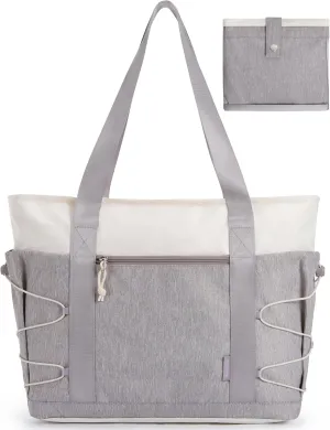 BAGSMART Travel Tote Bag for Women, Foldable Beach Bag With Zipper, 30L Large Gym Tote for Everyday