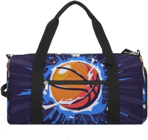 Basketball on Fire Sports Tote Gym Bag for Women Men, Overnight Bag with Shoe Compartment Water Resistant