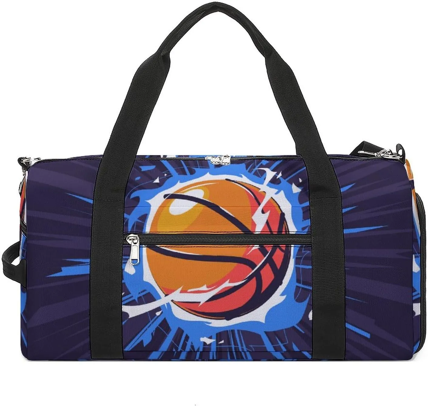 Basketball on Fire Sports Tote Gym Bag for Women Men, Overnight Bag with Shoe Compartment Water Resistant