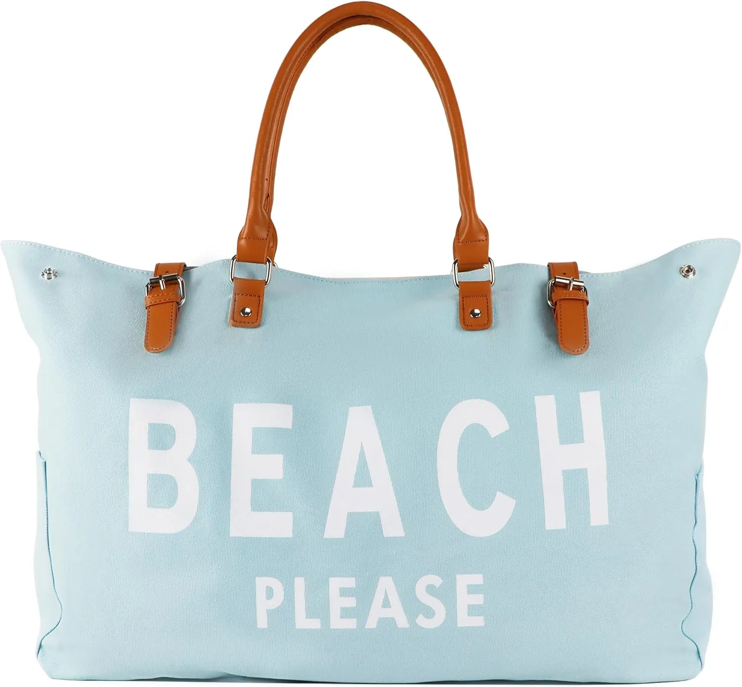 Beach Bag with Vegan Leather Handle, Extra Large Beach Bag for Women Waterproof Sandproof, White