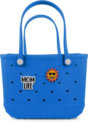 Beach Rubber Bag Tote Bag,Extra Large Waterproof Travel Women Handbag with Charms for Sports Beach Groceries Pool