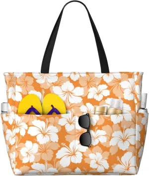 Beach Tote Bag for Women Foldable Waterproof and Sandproof Tote Bag with Zipper Print Beach Bag Large Travel Bag