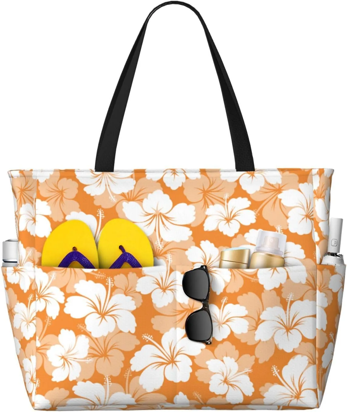 Beach Tote Bag for Women Foldable Waterproof and Sandproof Tote Bag with Zipper Print Beach Bag Large Travel Bag