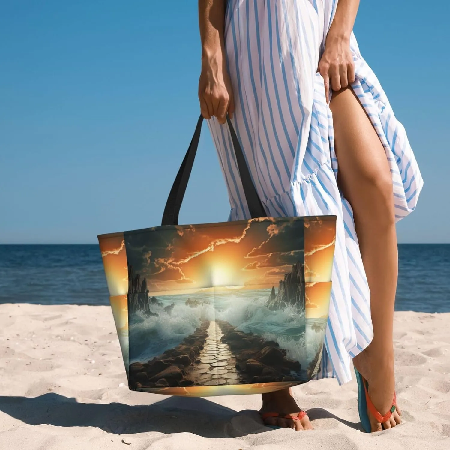 Beach Tote Bag for Women Oversized Travel Weekender Bags Rock jump Waterproof Pool Bag Beach Accessories
