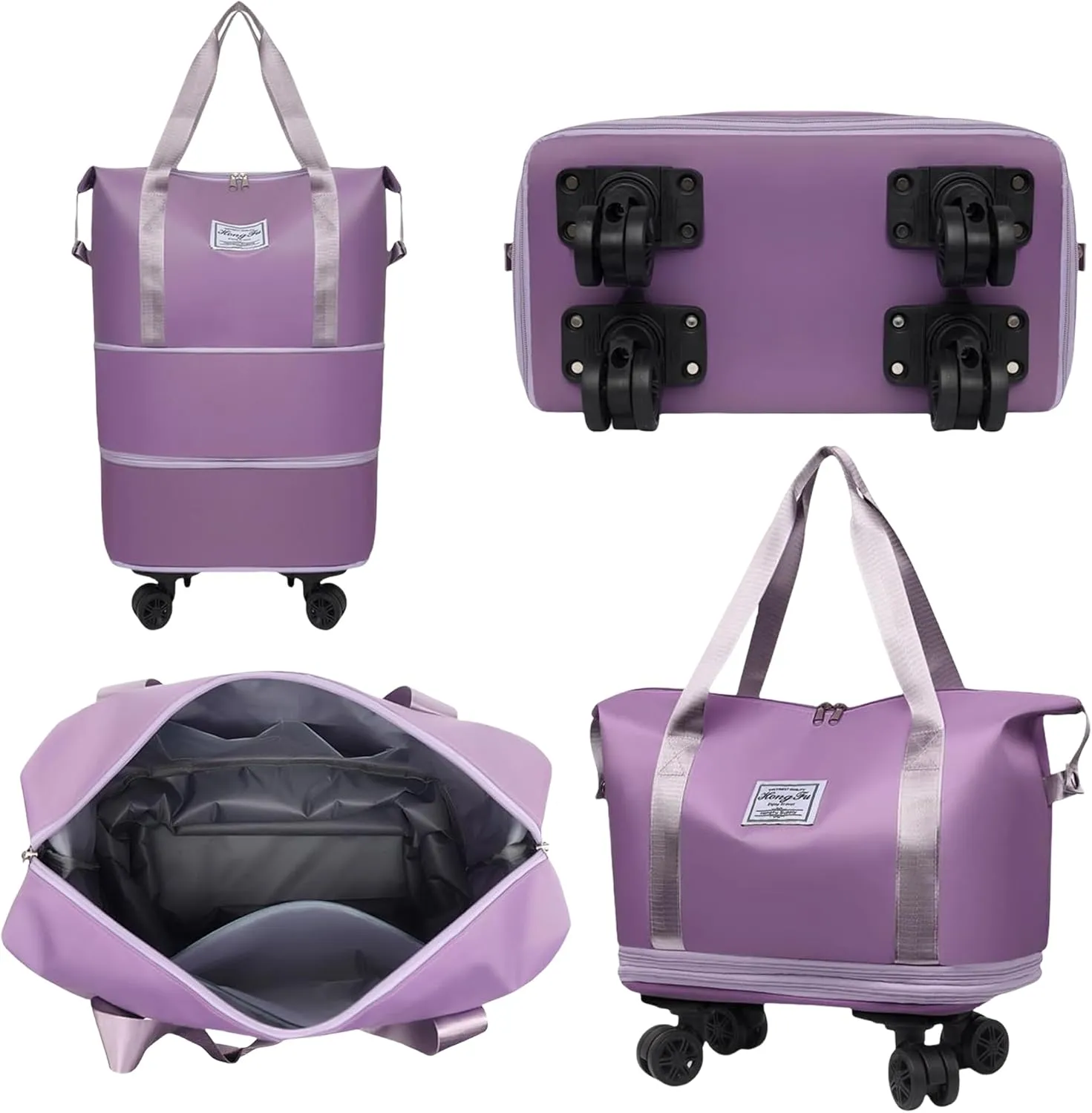 Beente Travel Bag with Wheels, Expandable Large Capacity Travel Bag with Removable Wheel, Foldable Luggage Bags (Gray)