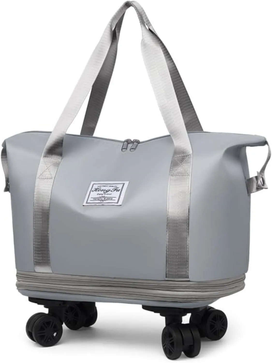 Beente Travel Bag with Wheels, Expandable Large Capacity Travel Bag with Removable Wheel, Foldable Luggage Bags (Gray)