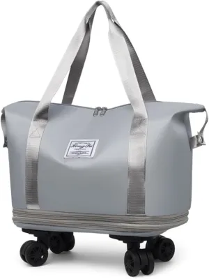 Beente Travel Bag with Wheels, Expandable Large Capacity Travel Bag with Removable Wheel, Foldable Luggage Bags (Gray)