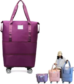 Beente/Pepepo/Kulken Travel Bag with Wheels, 2025 New Large Capacity Travel Bag - Universal Wheel Removable (Purple Red)