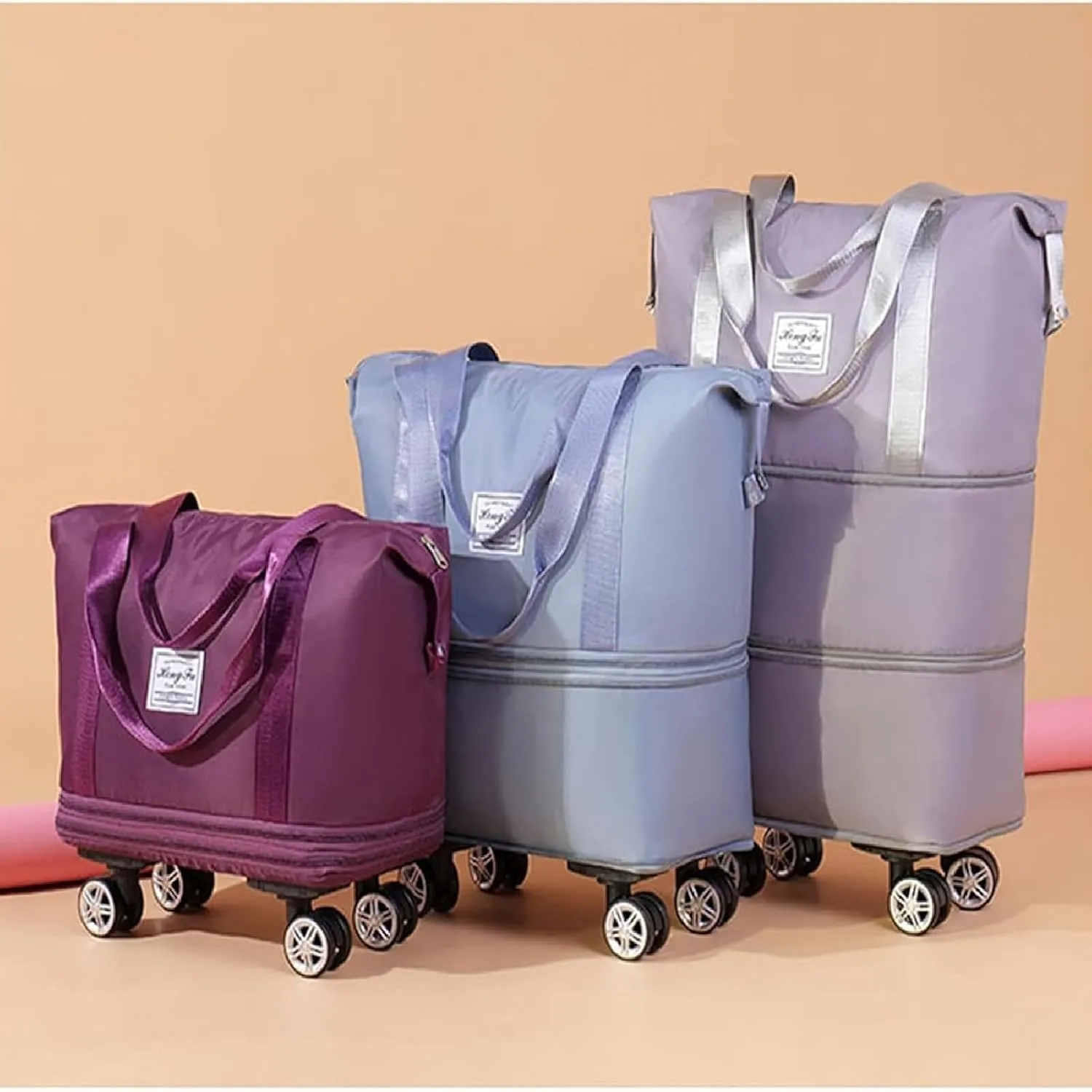Beente/Pepepo/Kulken Travel Bag with Wheels, 2025 New Large Capacity Travel Bag with Wheels, Universal Wheel Removable (Gray)