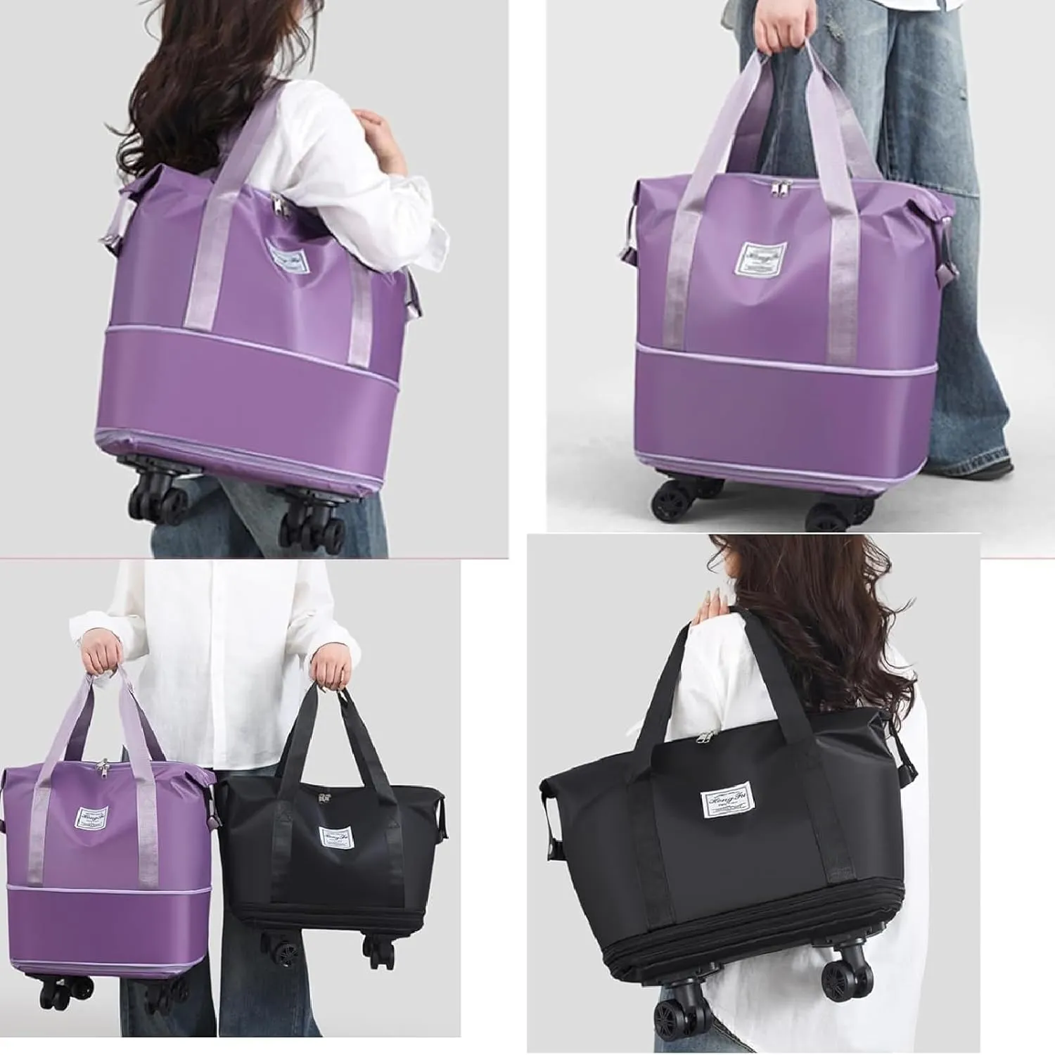 Beente/Pepepo/Kulken Travel Bag with Wheels, 2025 New Large Capacity Travel Bag with Wheels, Universal Wheel Removable (Gray)