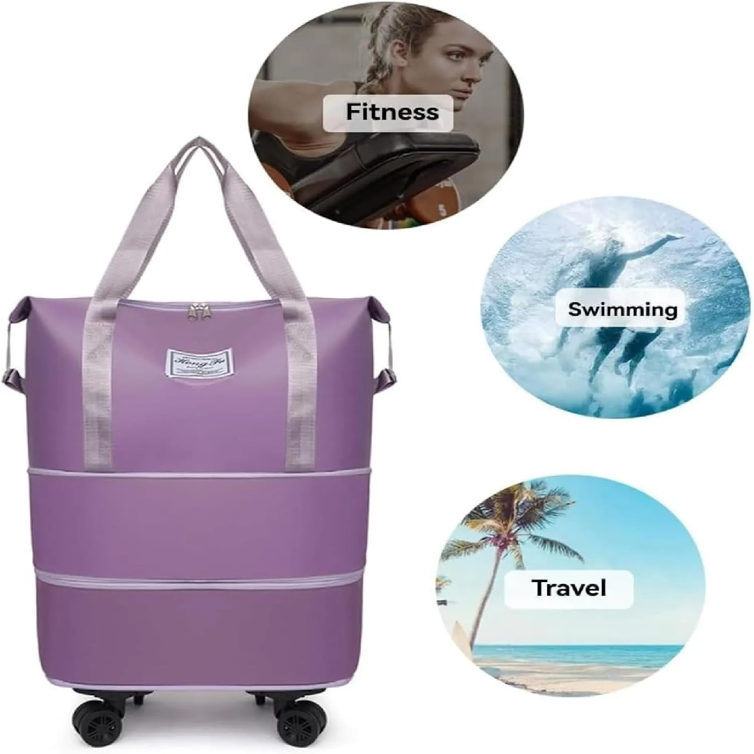 Beente/Pepepo/Kulken Travel Bag with Wheels, 2025 New Large Capacity Travel Bag with Wheels, Universal Wheel Removable (Gray)