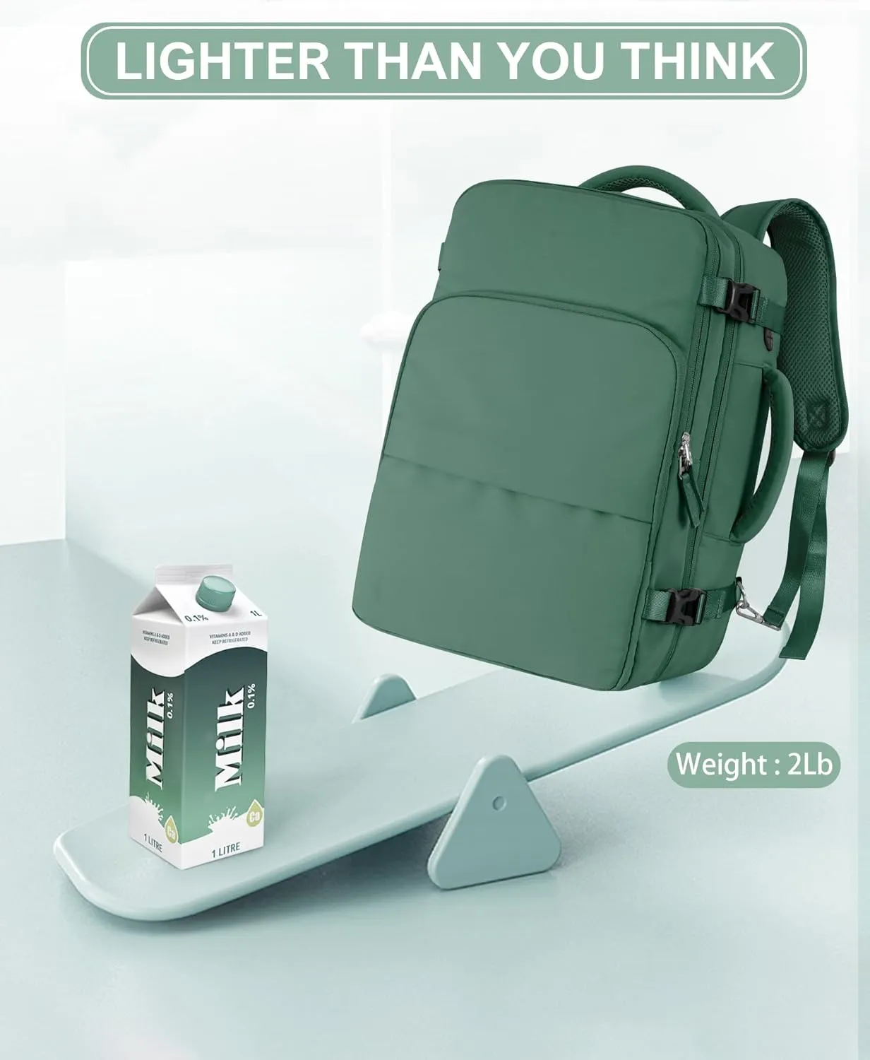 Beraliy Travel Backpack, Carry-on Backpack Airline Approved, Personal Item Bag,Hiking Backpack Women Men, Business Work Gym Weekender Daypack Bag,Dark Green