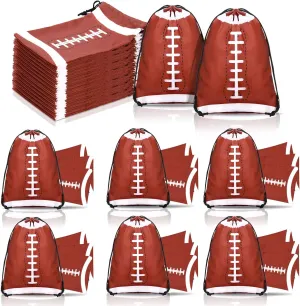 Berlune 48 Pieces Football Party Favors Drawstring Gift Bags Football Sports Goodie Bags Super Birthday Supplies Bulk Bowl 10 x 7 Inch